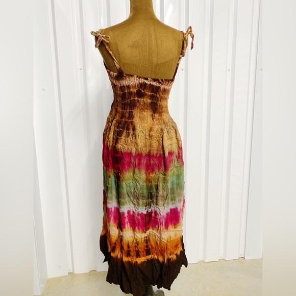 Retro Tie Dye Hippy Sundress:Hippie Granola Cottagecore Whimsigoth - Picture 2 of 8